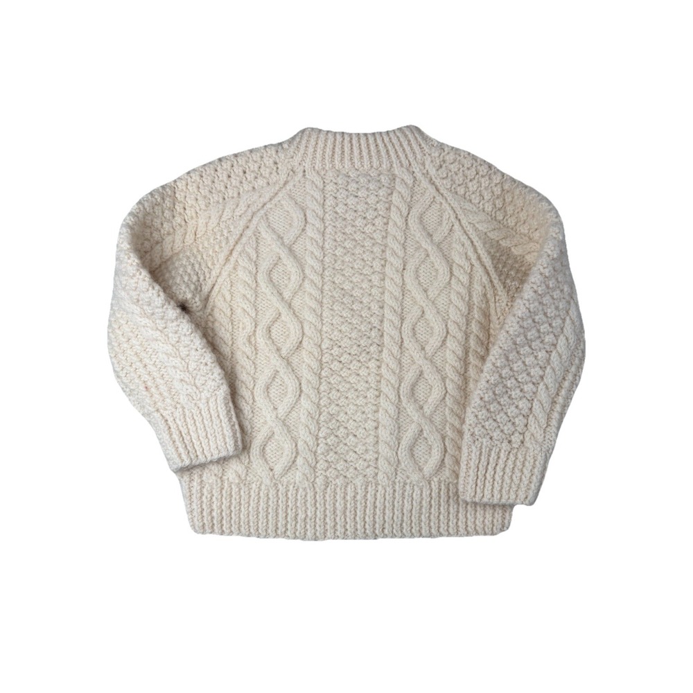Blarney Woolen Mills Irish Hand Knit Wool Ivory Youth‎ Sweater